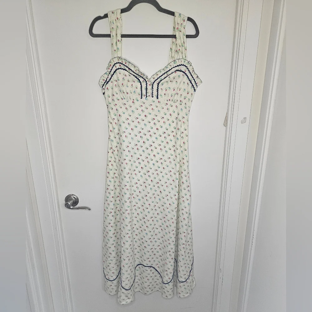 NWT FREE PEOPLE -Sz S- Sweet Hearts Midi Dress in Ivory Combo - Picture 11 of 16